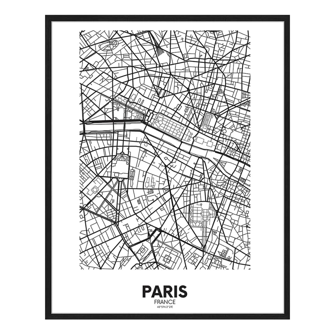 Bild Map Of Paris | Mehrfarbig