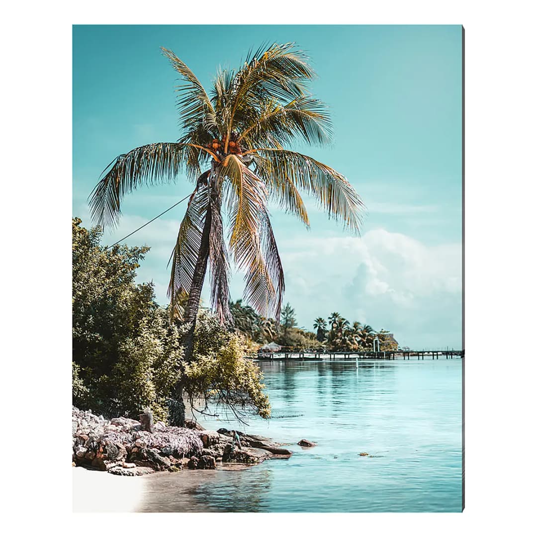 Metallbild Palm Tree | Mehrfarbig
