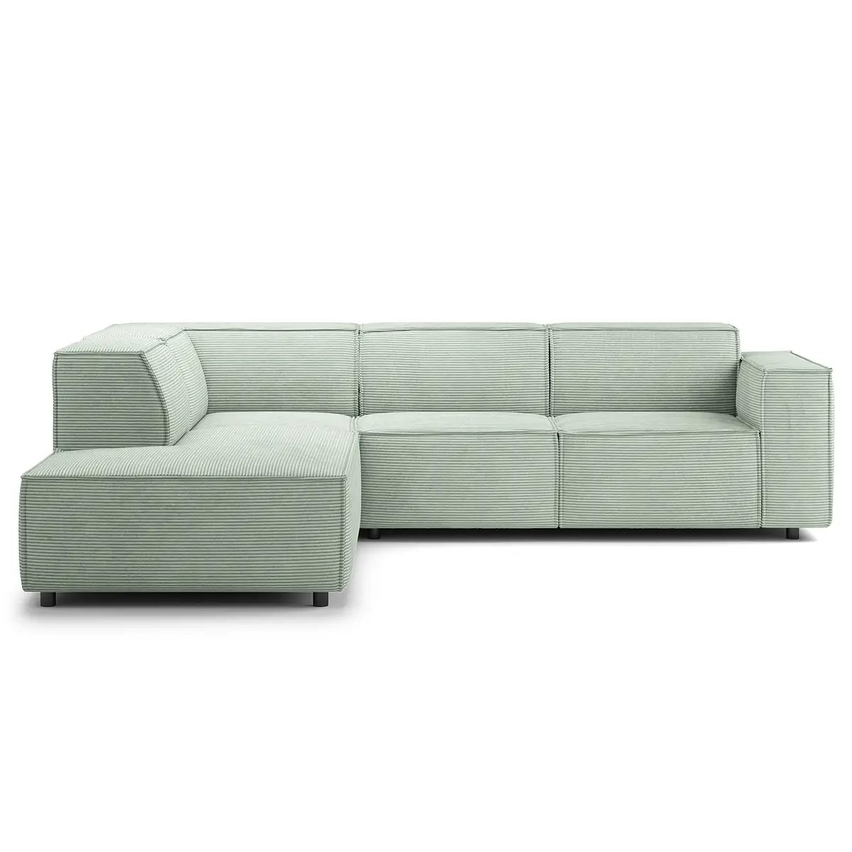 Ecksofa mit Ottomane Grün/Mint Cordstoff Scilla | Grün