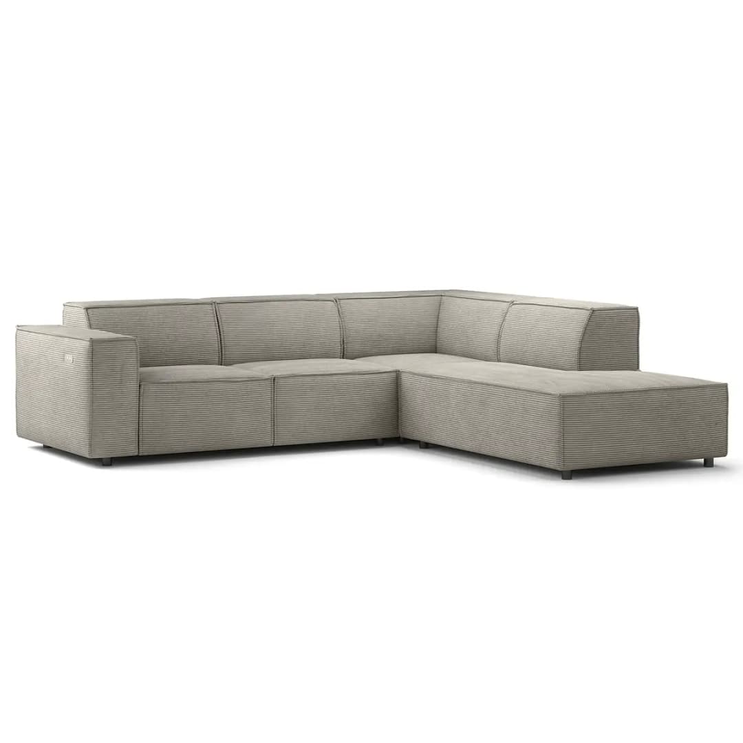 Ecksofa mit Ottomane Grau/Graubraun Cordstoff Scilla | Braun