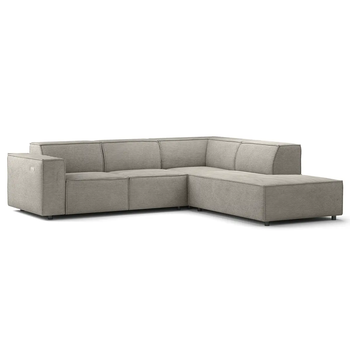 Ecksofa mit Ottomane Grau/Graubraun Cordstoff Scilla | Braun