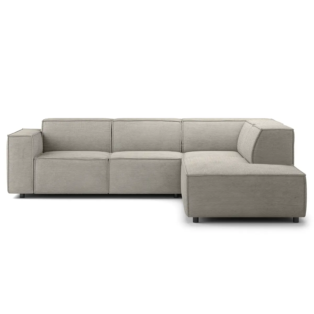 Ecksofa mit Ottomane Grau/Graubraun Cordstoff Scilla | Braun
