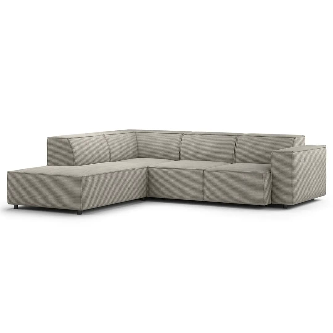 Ecksofa mit Ottomane Grau/Graubraun Cordstoff Scilla | Braun