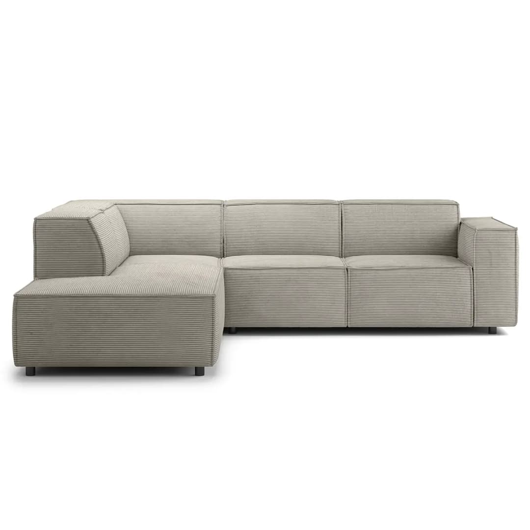 Ecksofa mit Ottomane Grau/Graubraun Cordstoff Scilla | Braun
