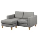 Ecksofa 1-Sitzer mit Longchair Grau/Platin Webstoff Inas | Grau