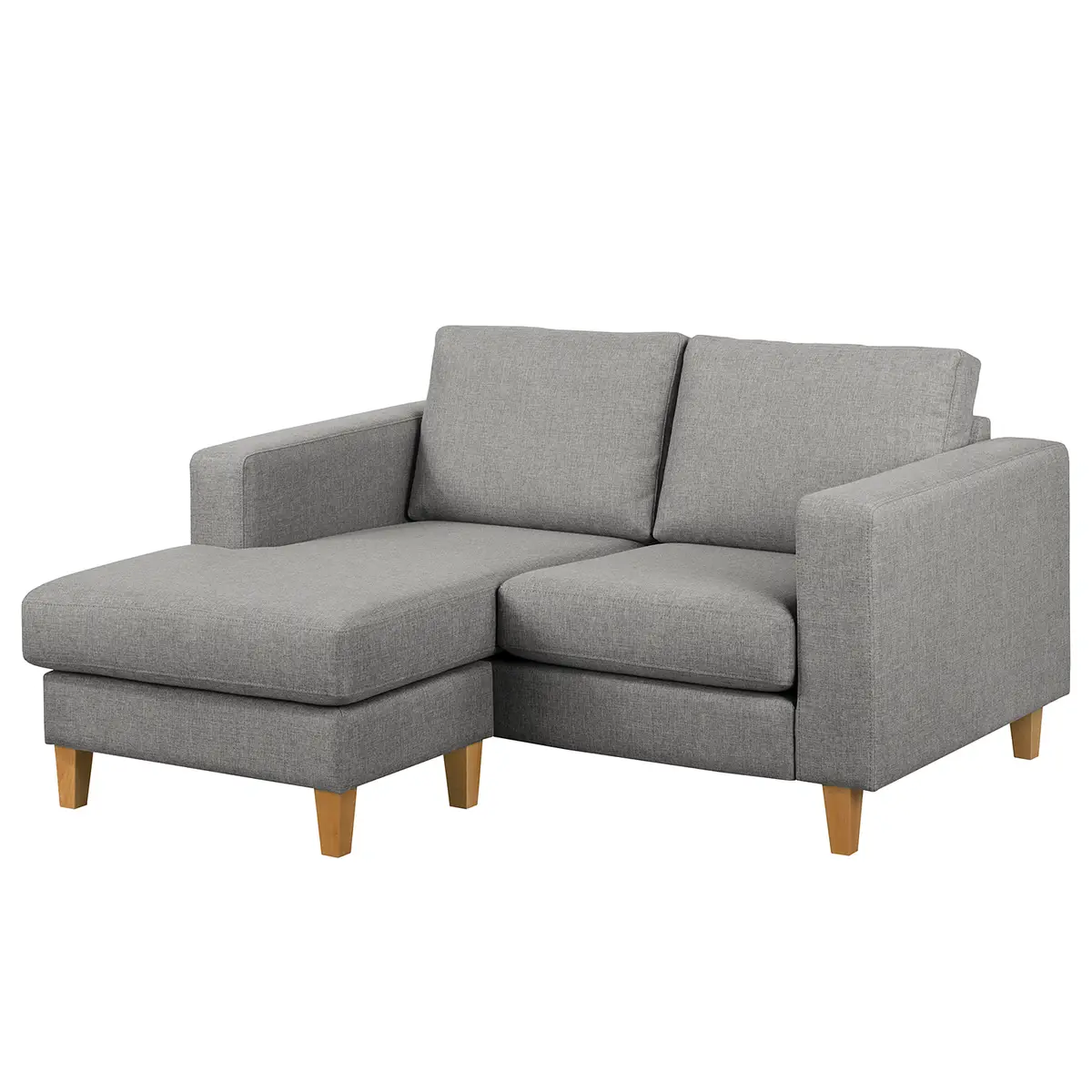 Ecksofa 1-Sitzer mit Longchair Grau/Platin Webstoff Inas | Grau