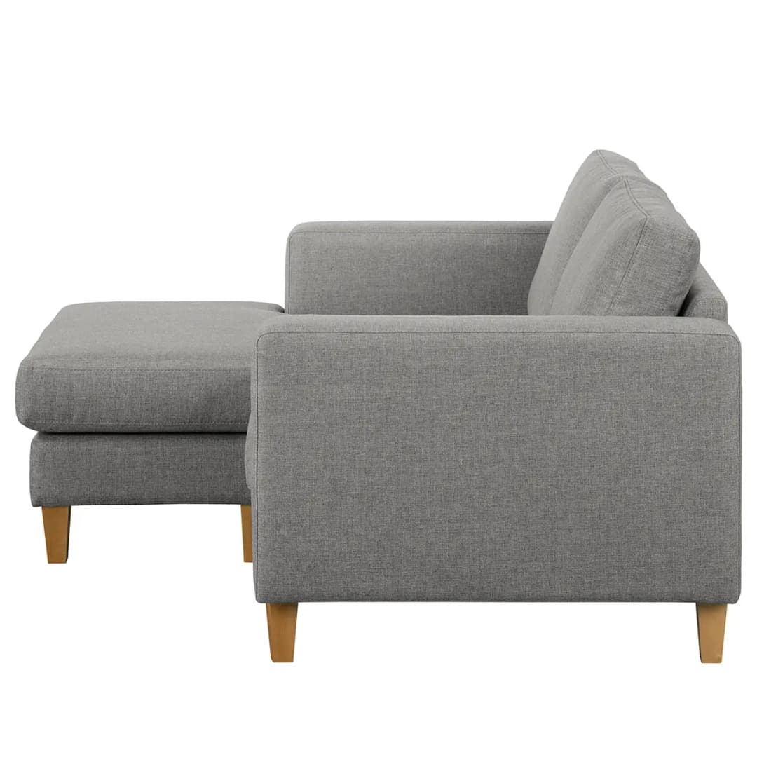 Ecksofa 1-Sitzer mit Longchair Grau/Platin Webstoff Inas | Grau