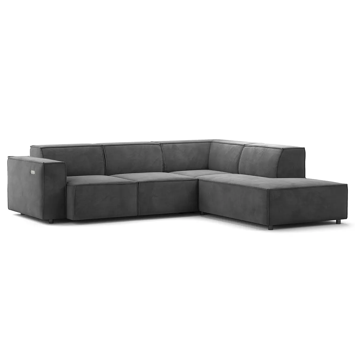 Studio Copenhagen Ecksofa mit Ottomane Grau/Grau Samt Shyla | Grau