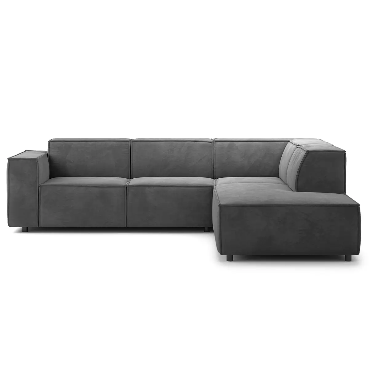 Studio Copenhagen Ecksofa mit Ottomane Grau/Grau Samt Shyla | Grau