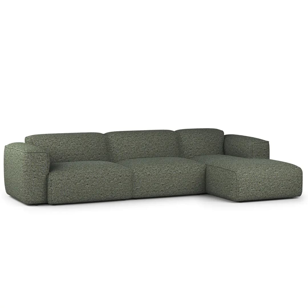 Ecksofa 3-Sitzer mit Longchair Grün Chenille Enne 317cm | Grün