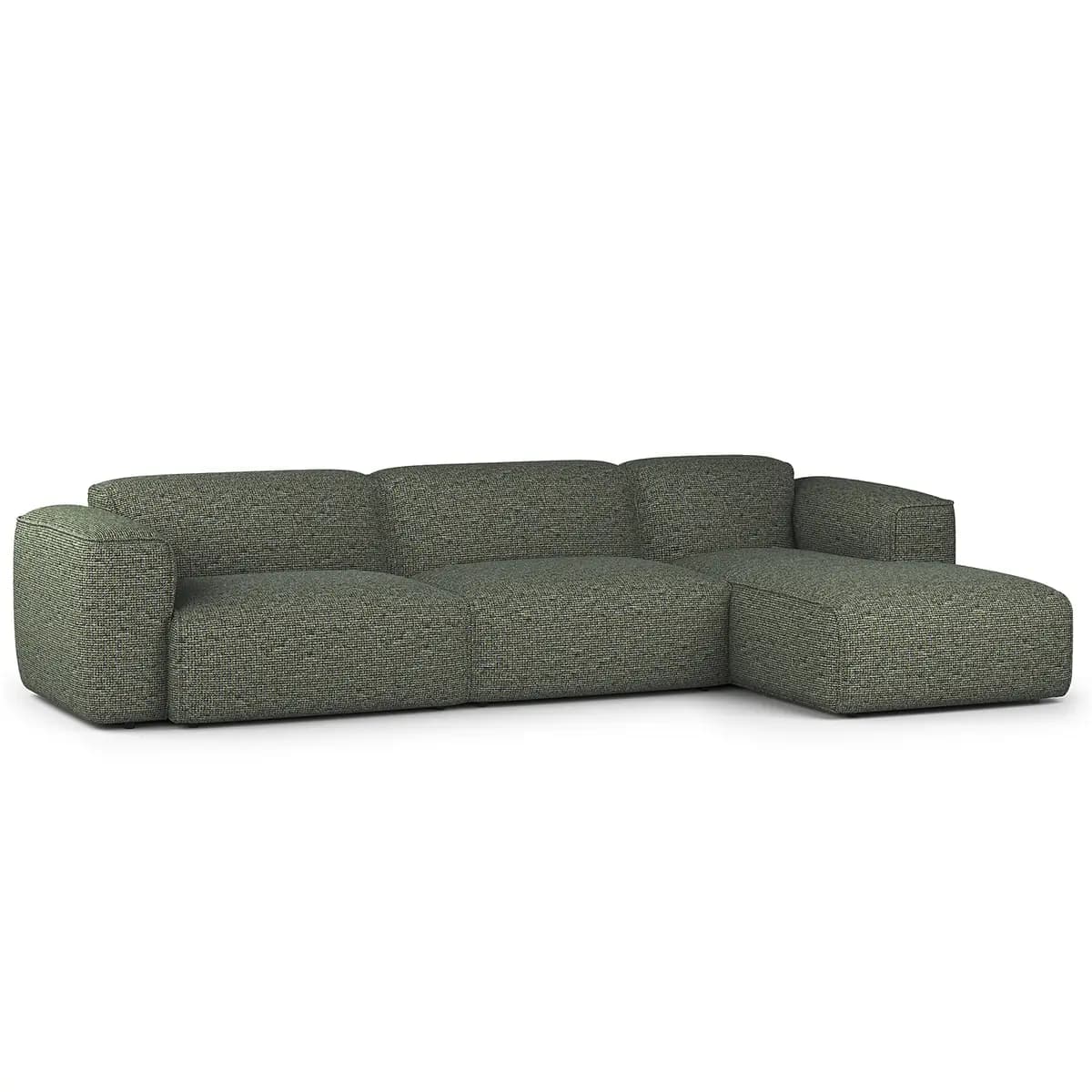 Ecksofa 3-Sitzer mit Longchair Grün Chenille Enne 317cm | Grün