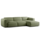Ecksofa 3-Sitzer mit Longchair Grün/Moosgrün Teddy-Bouclé