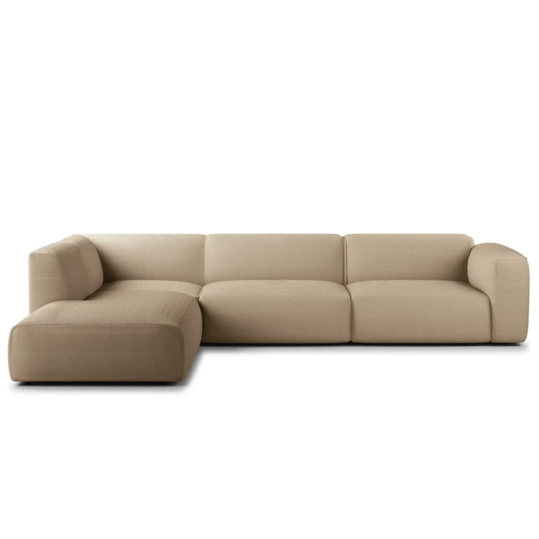 Ecksofa 3-Sitzer mit Recamiere | Braun