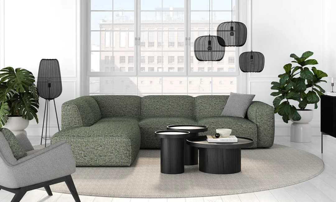 Studio Copenhagen Ecksofa 3-Sitzer mit Recamiere Enne | Grün