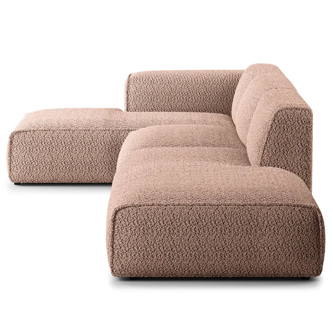 Ecksofa mit Chaiselongue Pink/Mauve Teddy-Bouclé Stoff Bony