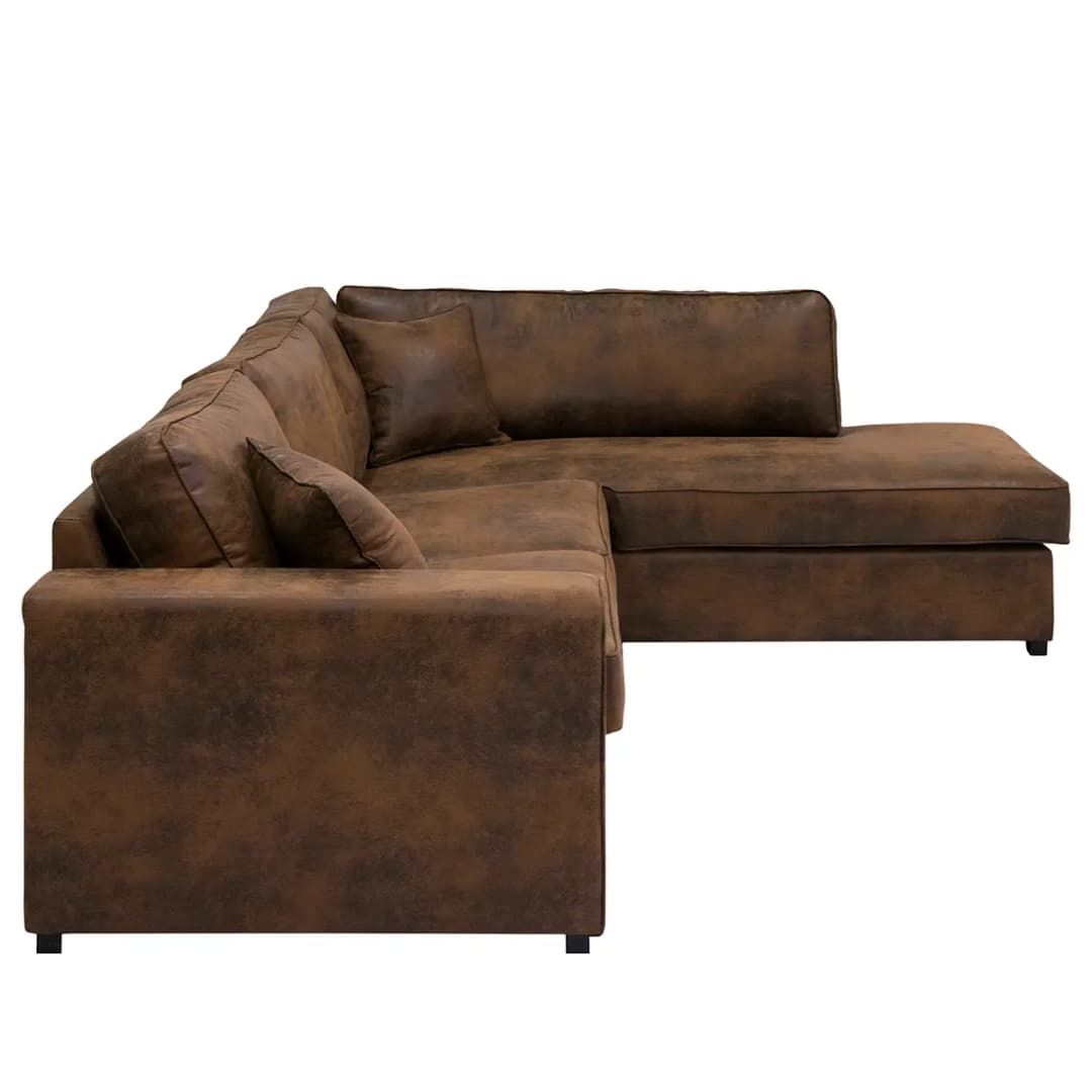 loftscape Ecksofa Madras mit Ottomane Braun Microfaser Goda | Braun
