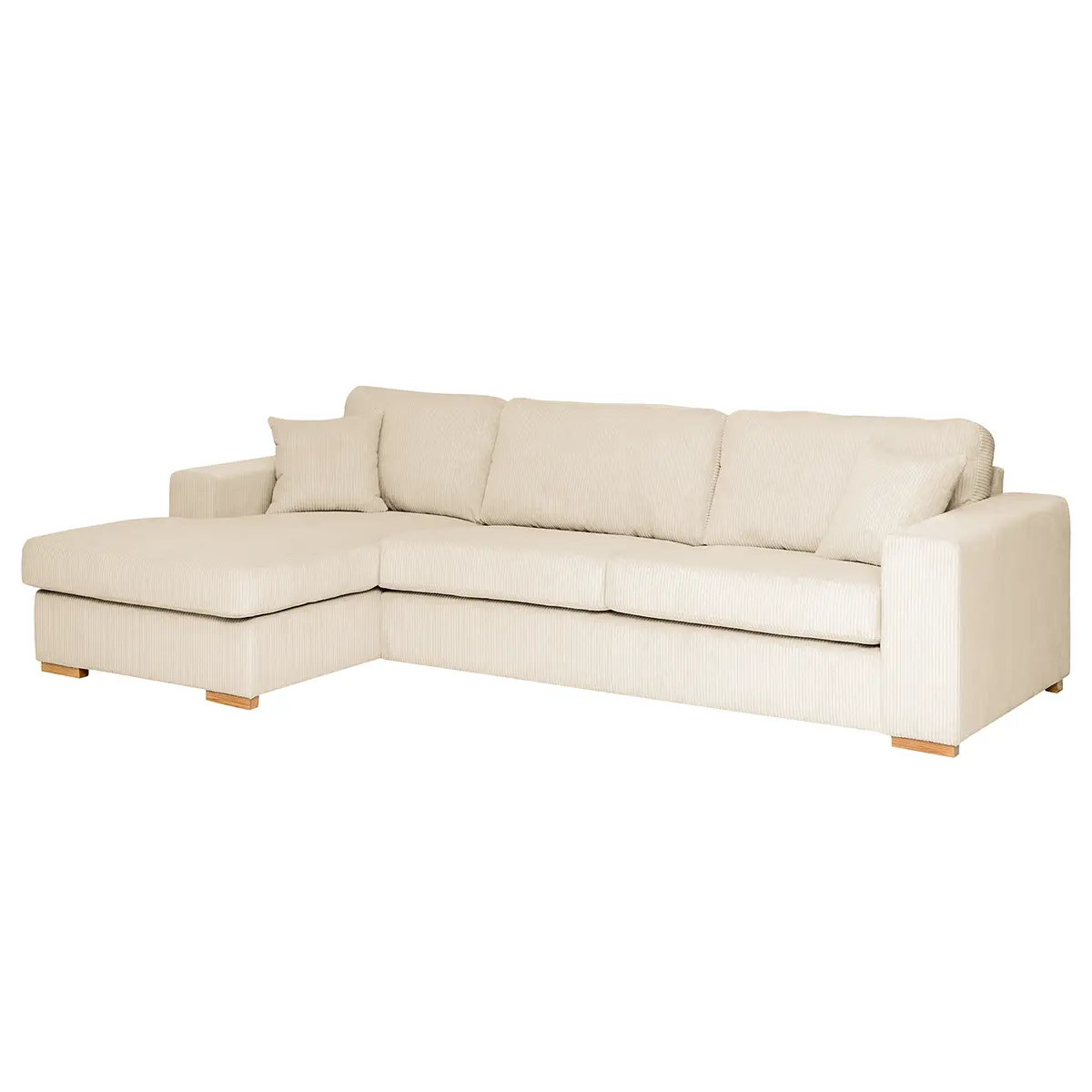loftscape Ecksofa Madras mit Longchair Beige Cordstoff Lola | Beige