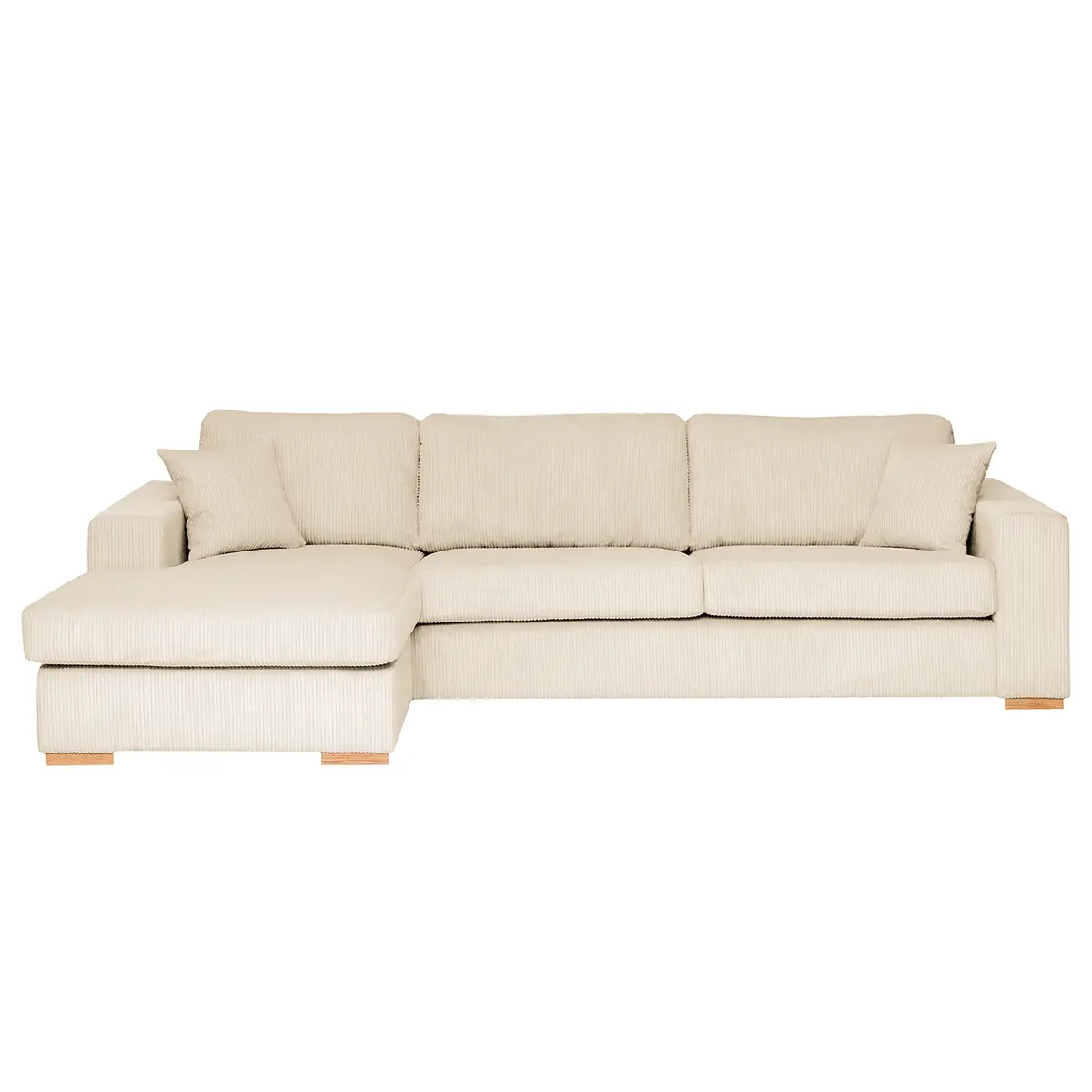 loftscape Ecksofa Madras mit Longchair Beige Cordstoff Lola | Beige