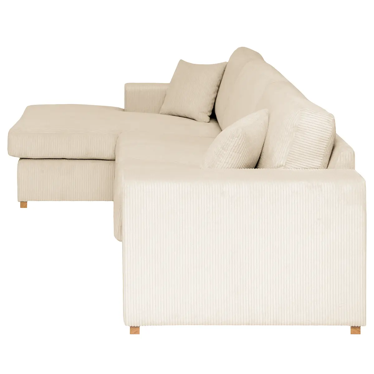 loftscape Ecksofa Madras mit Longchair Beige Cordstoff Lola | Beige