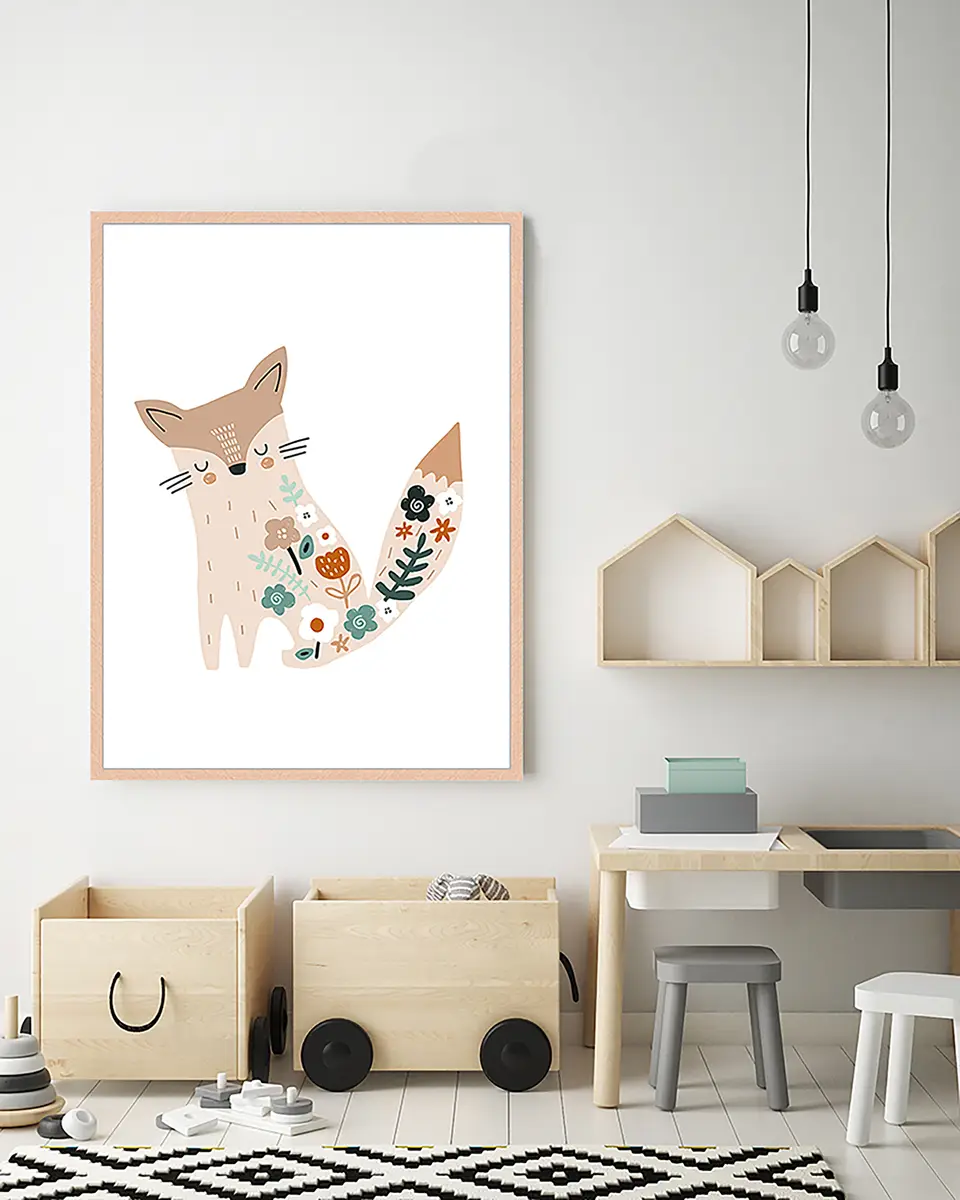Bild Flowery Fox | Mehrfarbig