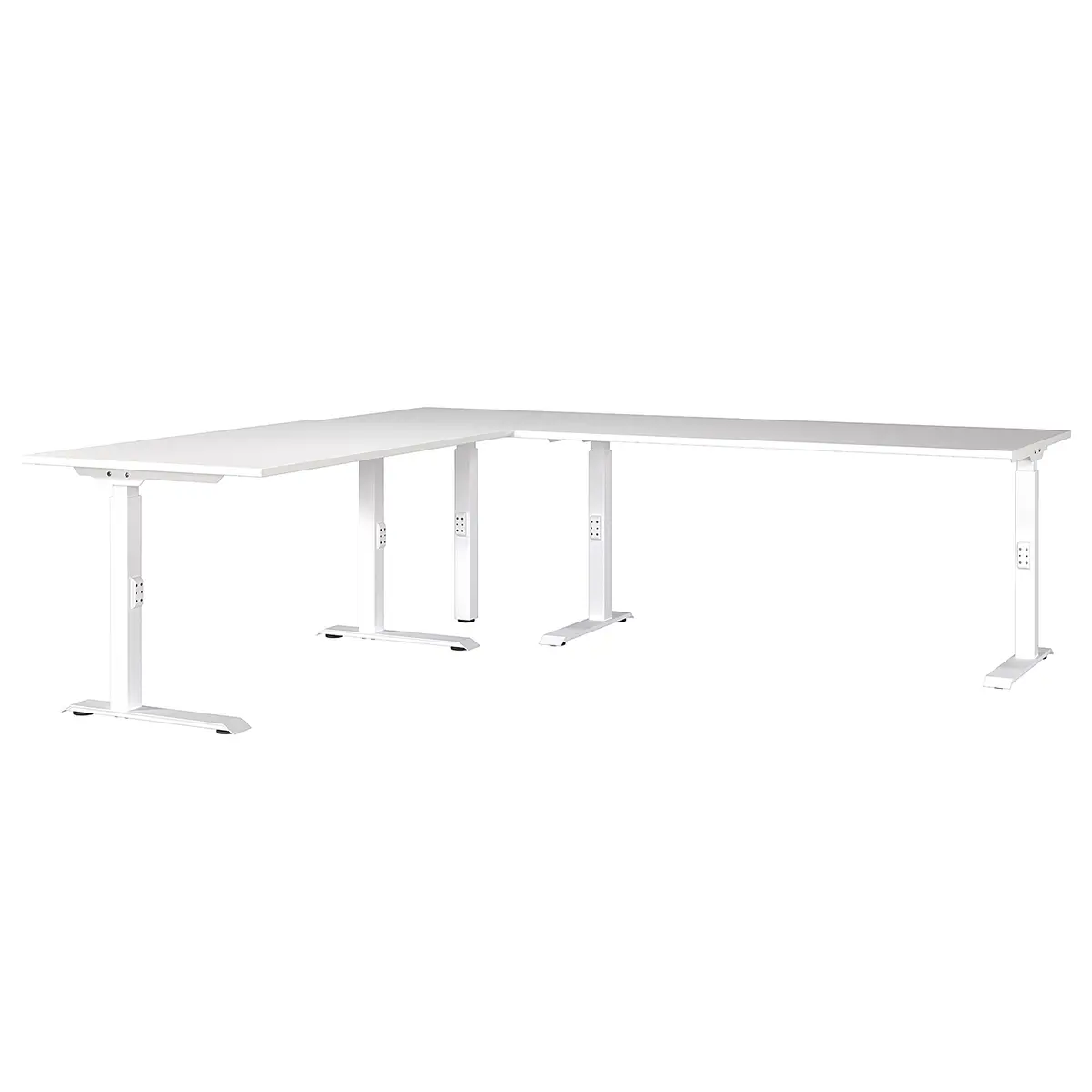 Verstellbarer Eckschreibtisch Mailand 260 x 200cm Weiß/Weiß | Weiß