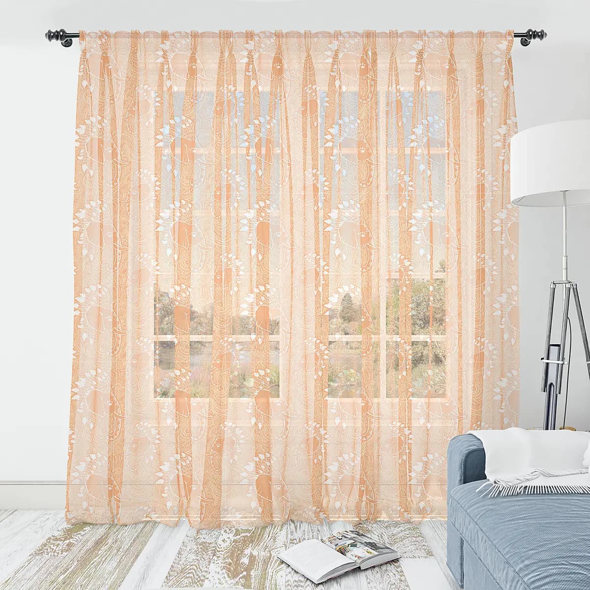 Fertiggardine Boho 2er-Set 135cm | Orange