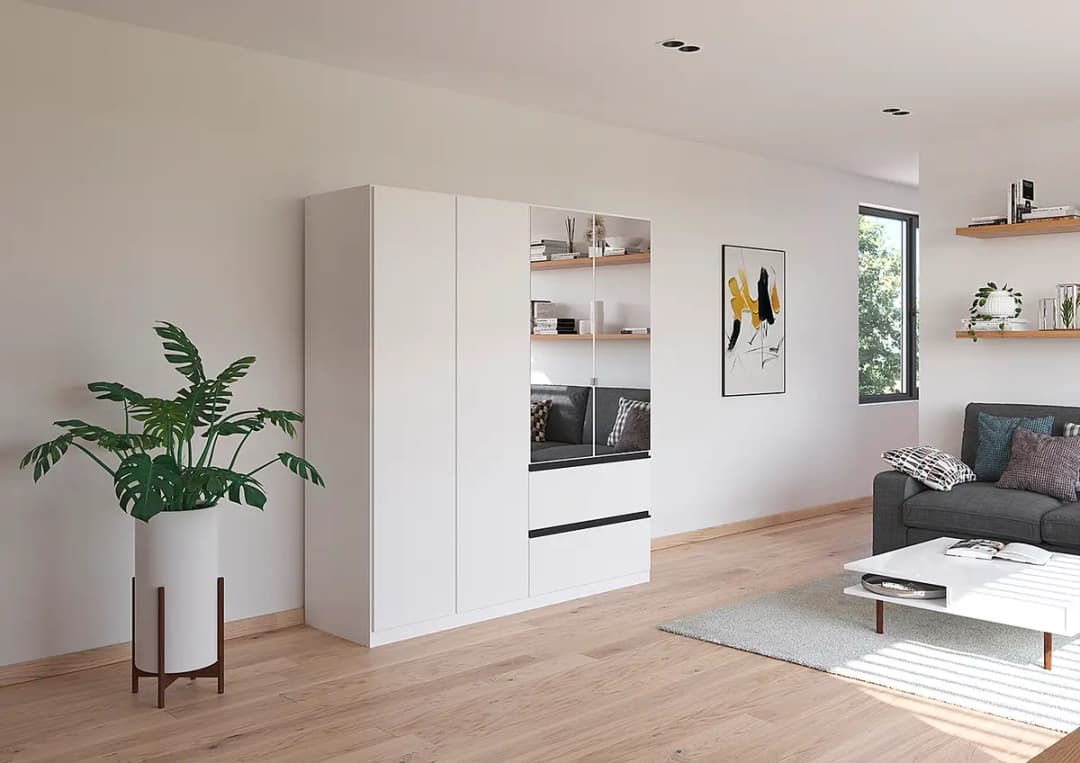 rauch Blue Drehtürenschrank Costa mit Spiegeltür 181cm | Weiß