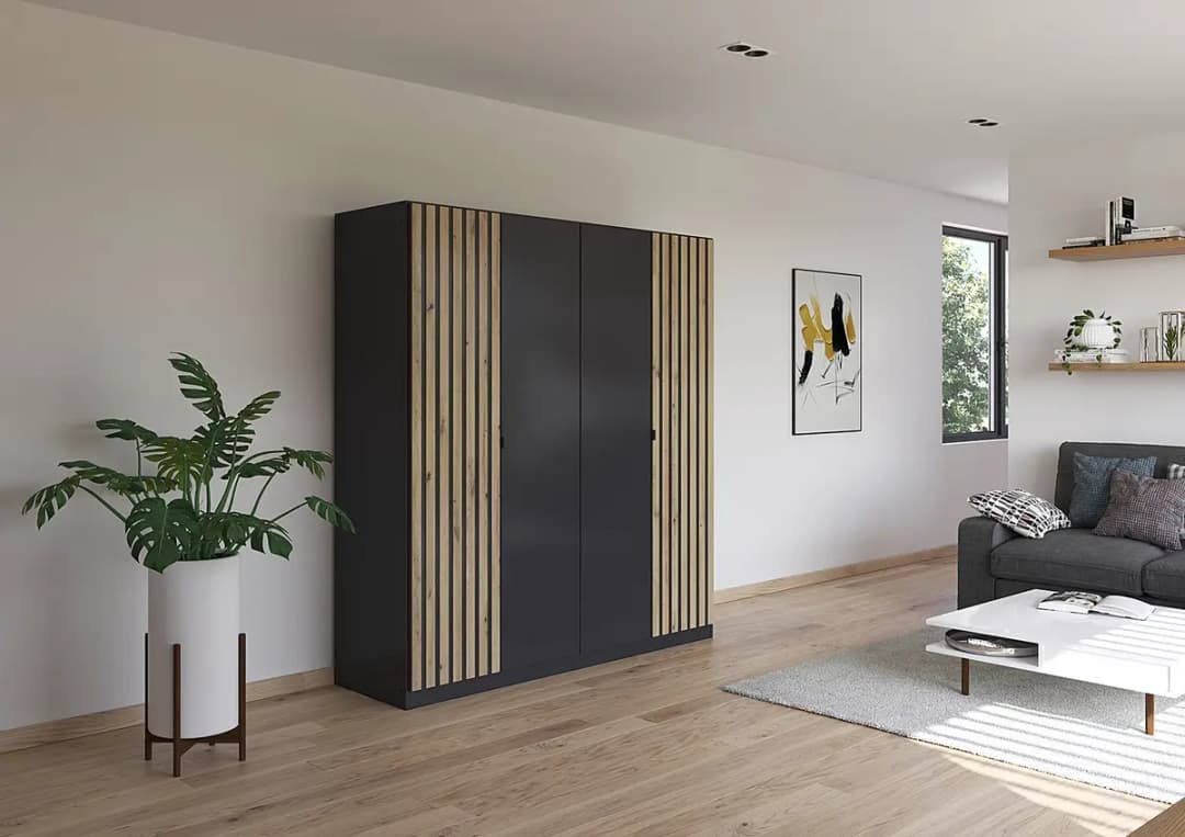 rauch Blue Drehtürenschrank Genua Typ A 181cm Grau/Graumetallic ohne
