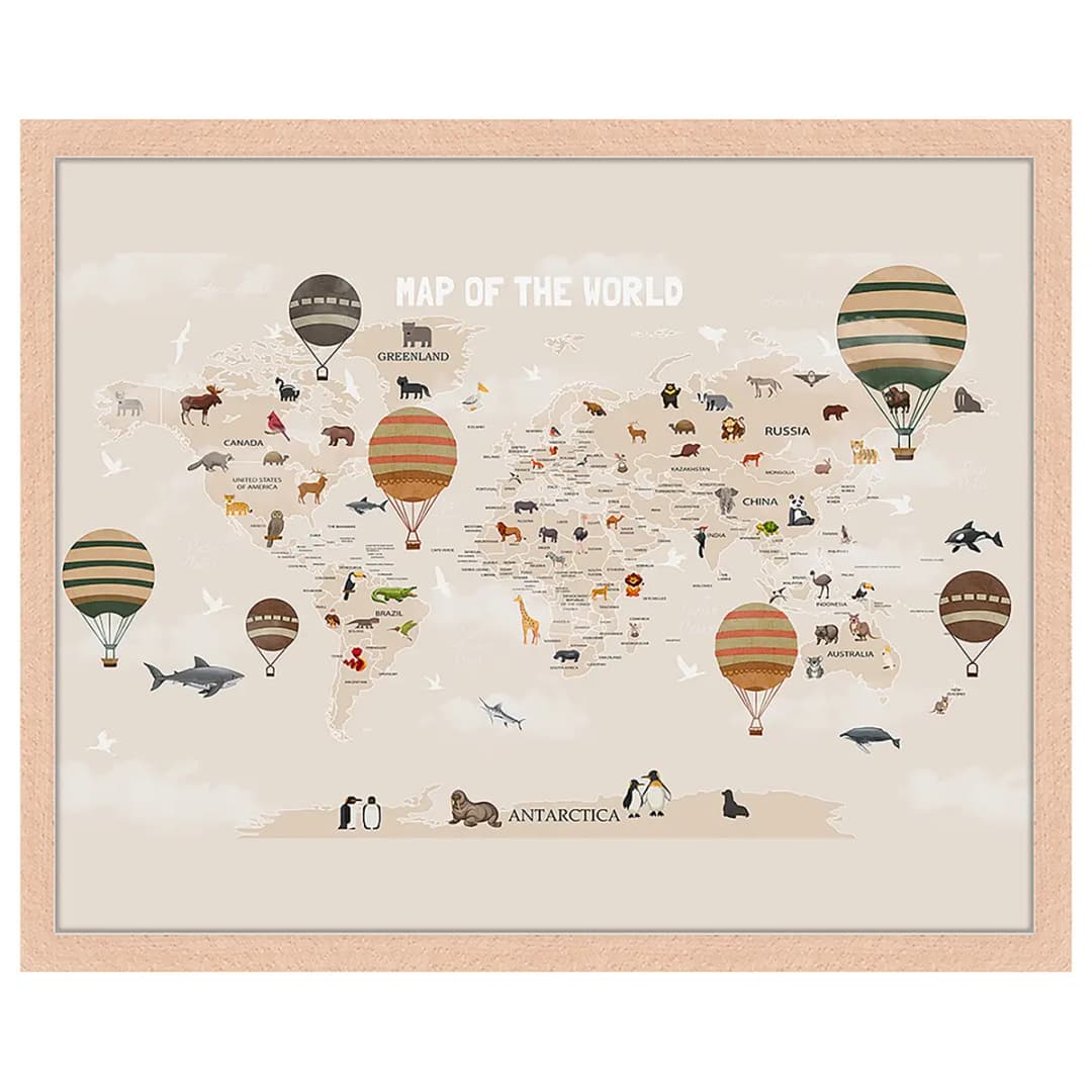 Bild Map Of The World 43 x 53cm Multicolor | Mehrfarbig