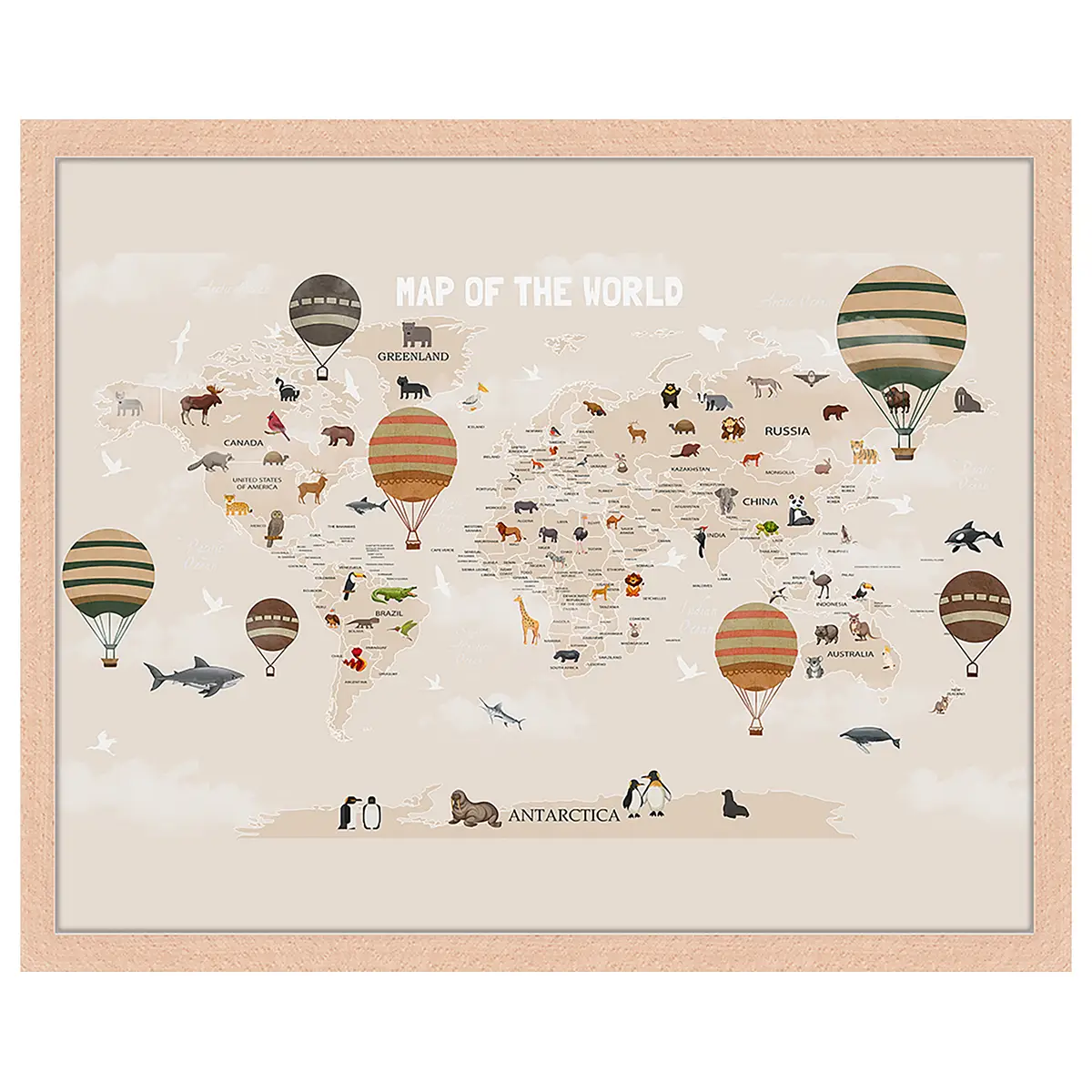 Bild Map Of The World 43 x 53cm Multicolor | Mehrfarbig