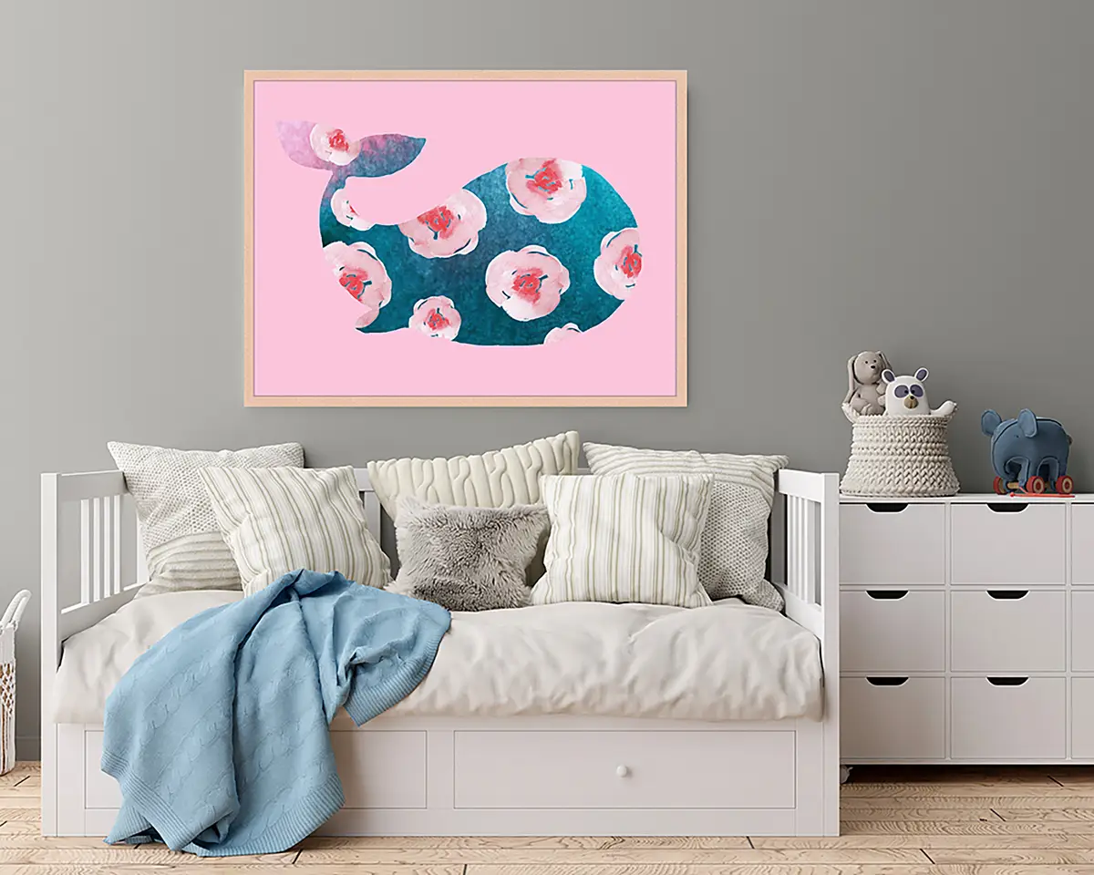 Milan Moon Bild Pink Whale 63 x 83cm Multicolor | Mehrfarbig