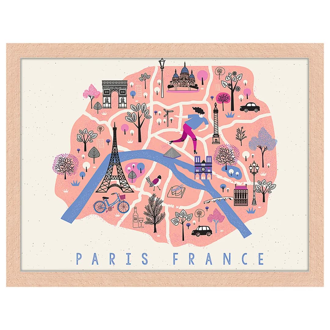 Bild Paris Cute Map 33 x 43cm Multicolor | Mehrfarbig