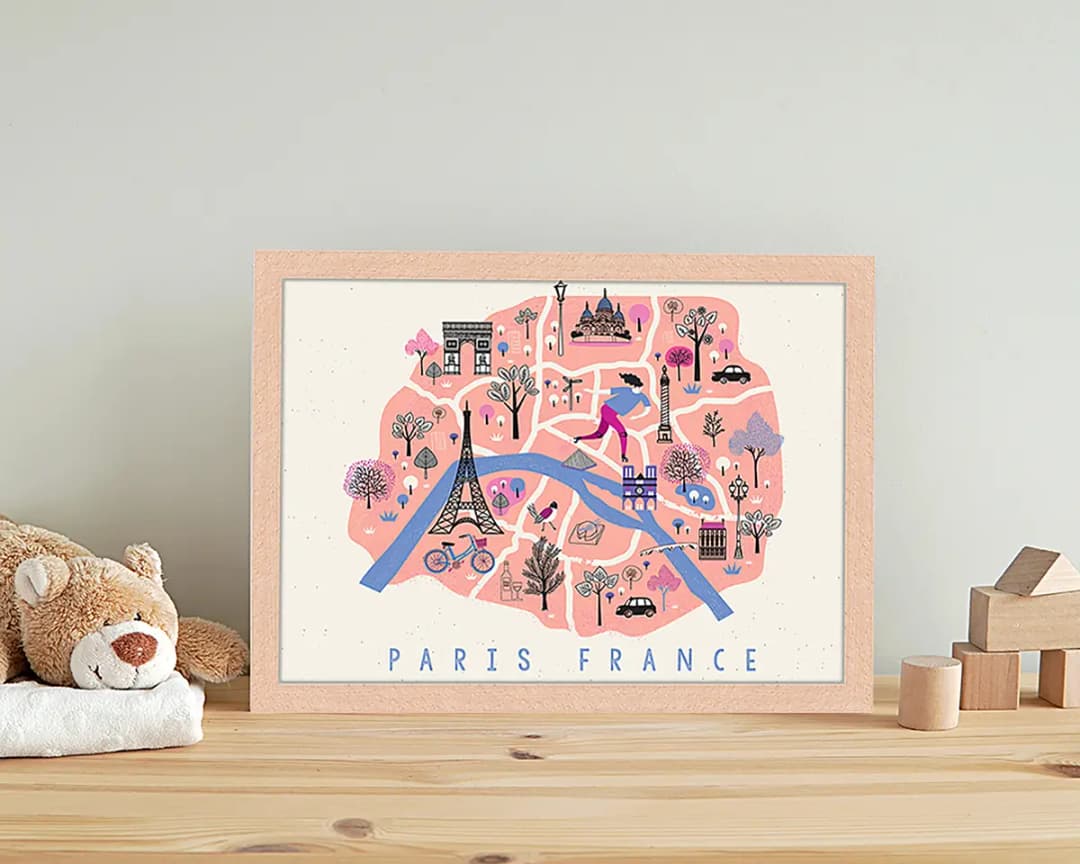 Bild Paris Cute Map 33 x 43cm Multicolor | Mehrfarbig