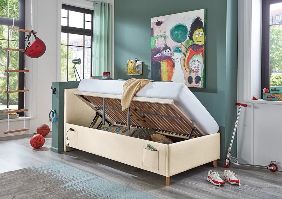 meise.möbel Polsterbett 140 x 200cm mit Lattenrost Beige | Beige