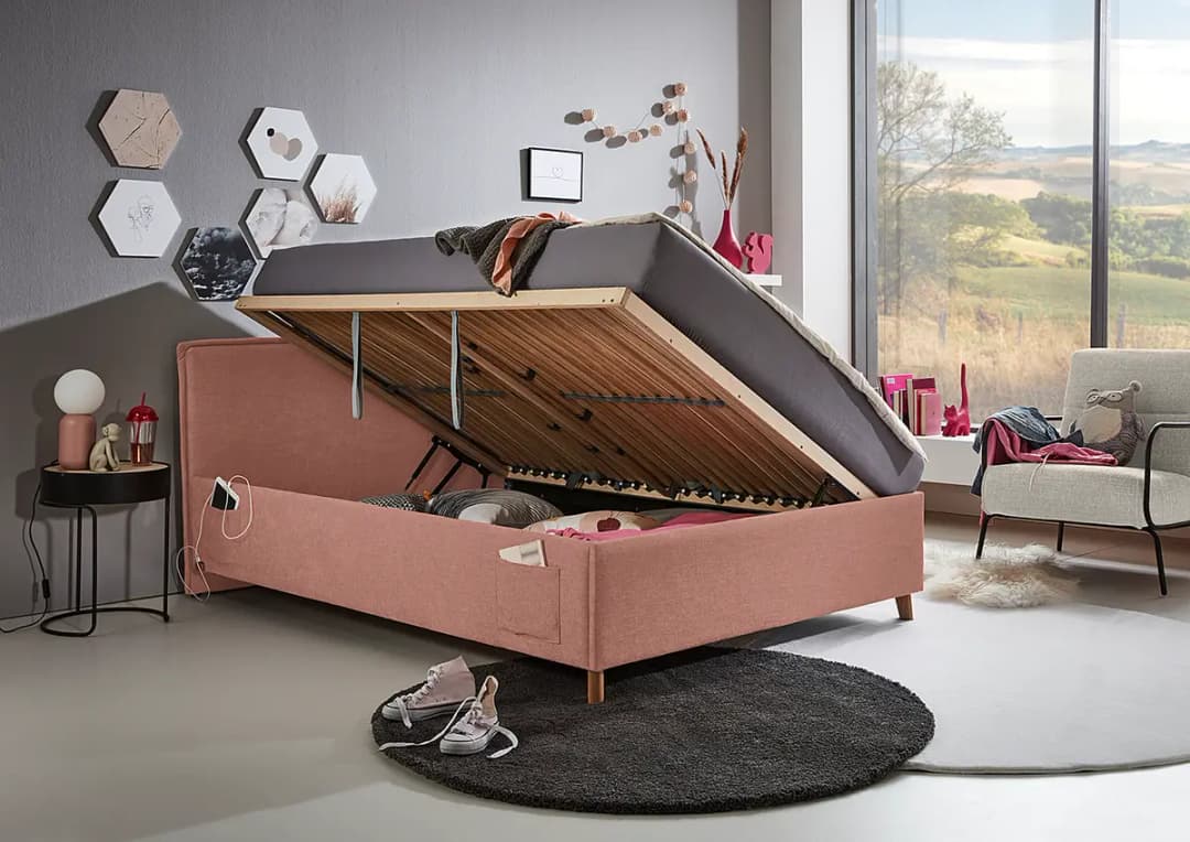 Polsterbett 120 x 200cm mit Lattenrost Pink | Pink