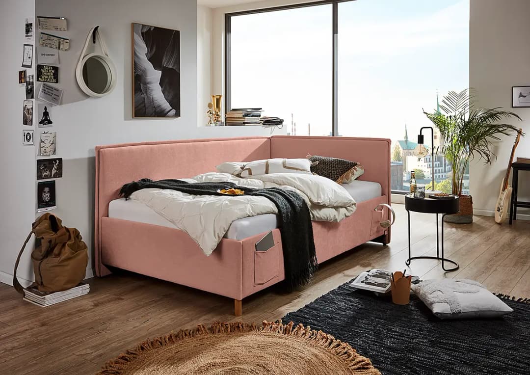 Kojenbett 90 x 200cm mit Lattenrost Pink | Pink