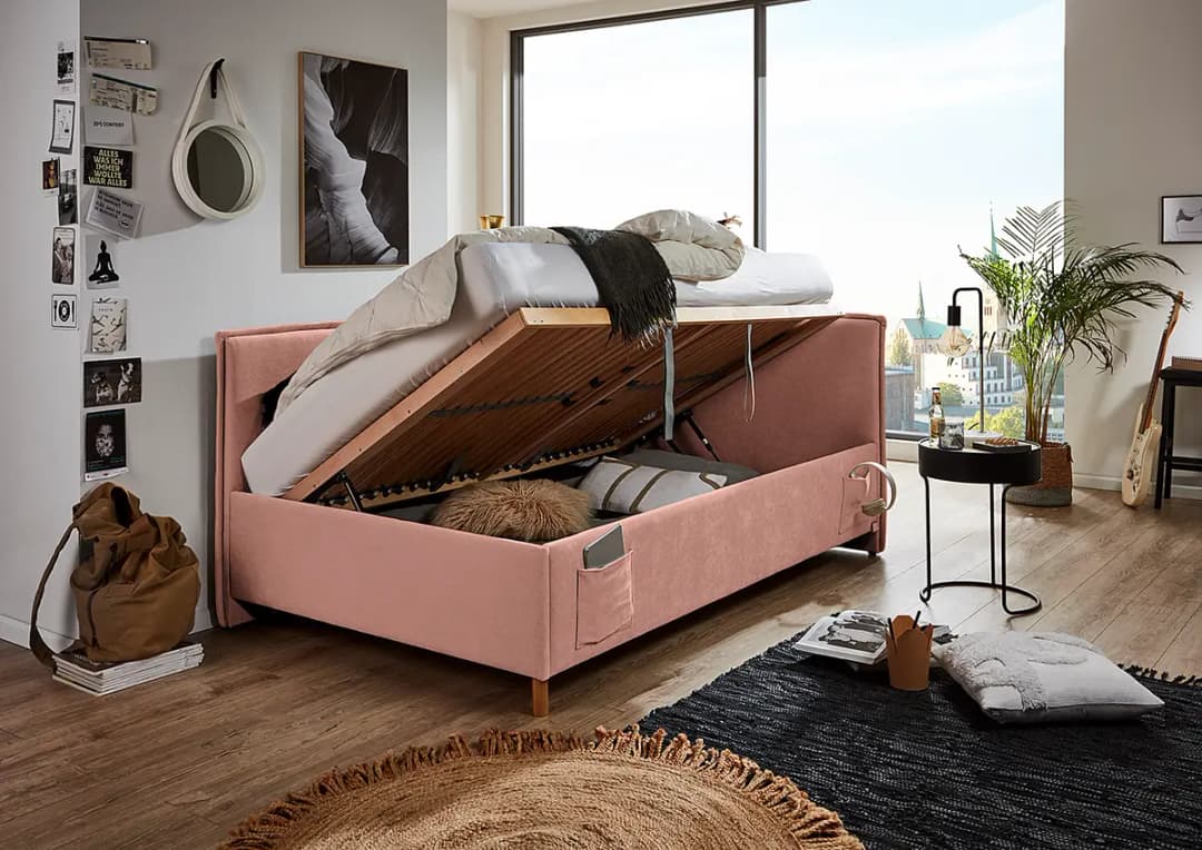 Kojenbett 90 x 200cm mit Lattenrost Pink | Pink