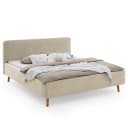 Polsterbett 180 x 200cm Webstoff Hevi Beige mit Lattenrost/mit