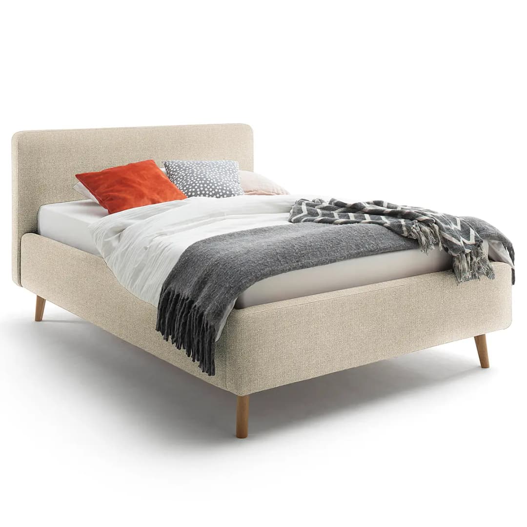 Polsterbett 140 x 200cm Webstoff Hevi Beige | Beige
