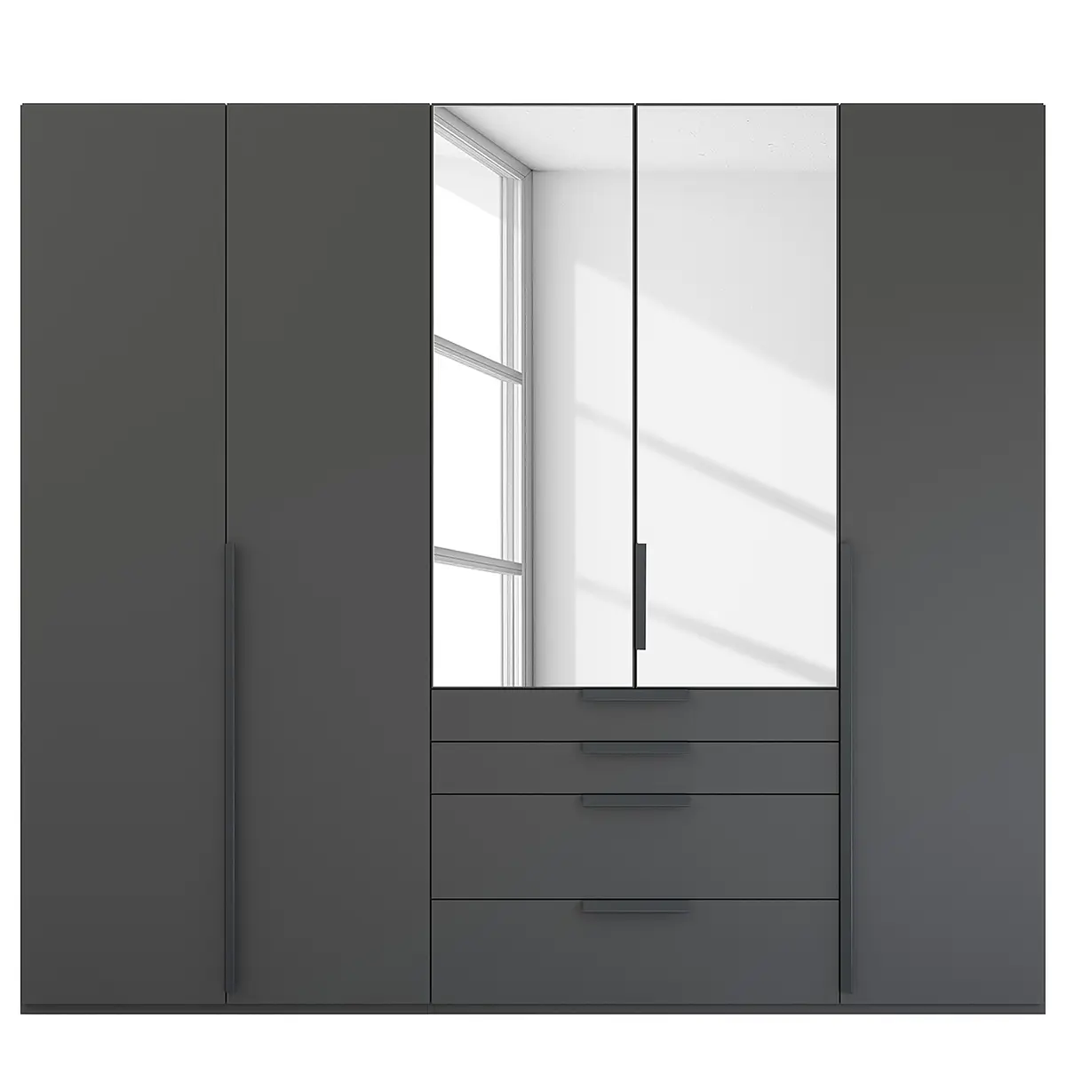 rauch Orange Drehtürenschrank Purisma Spiegel Typ B 251cm Grau/Graphit