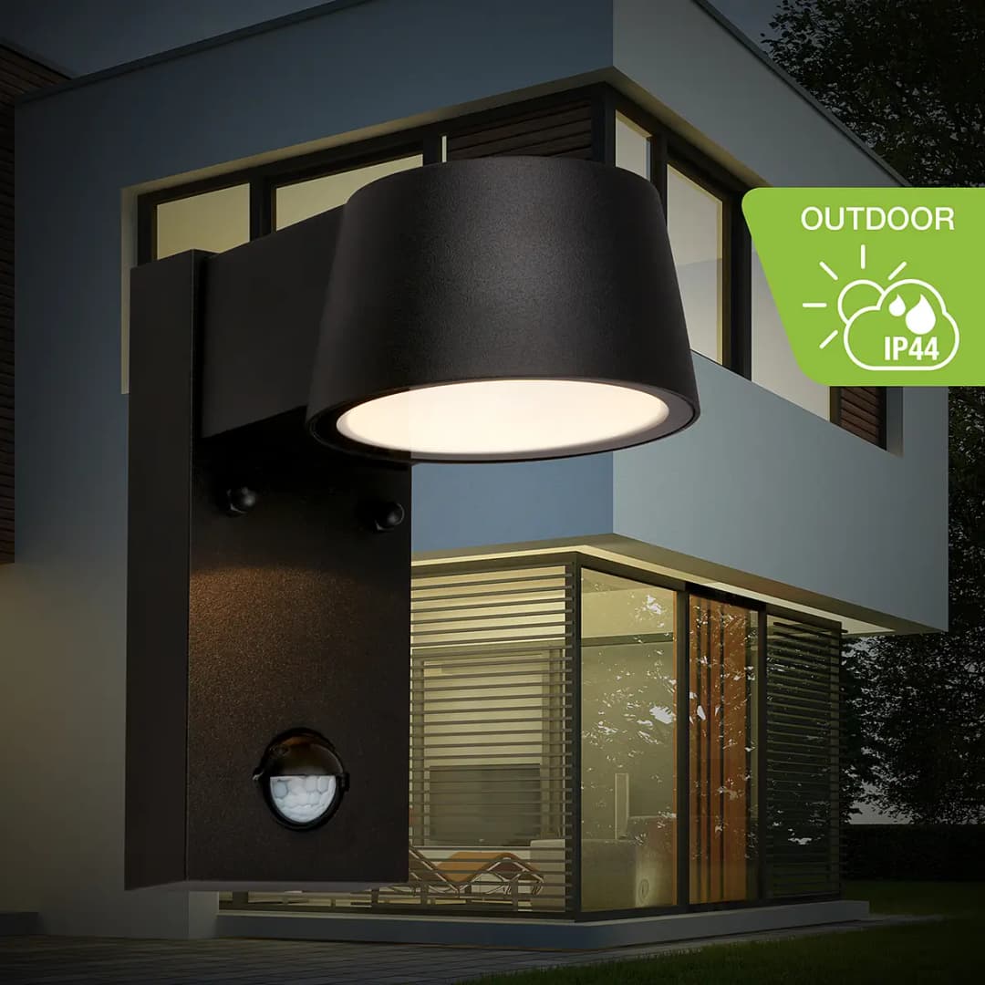 LED-Wandleuchte Hegg mit Sensor | Schwarz
