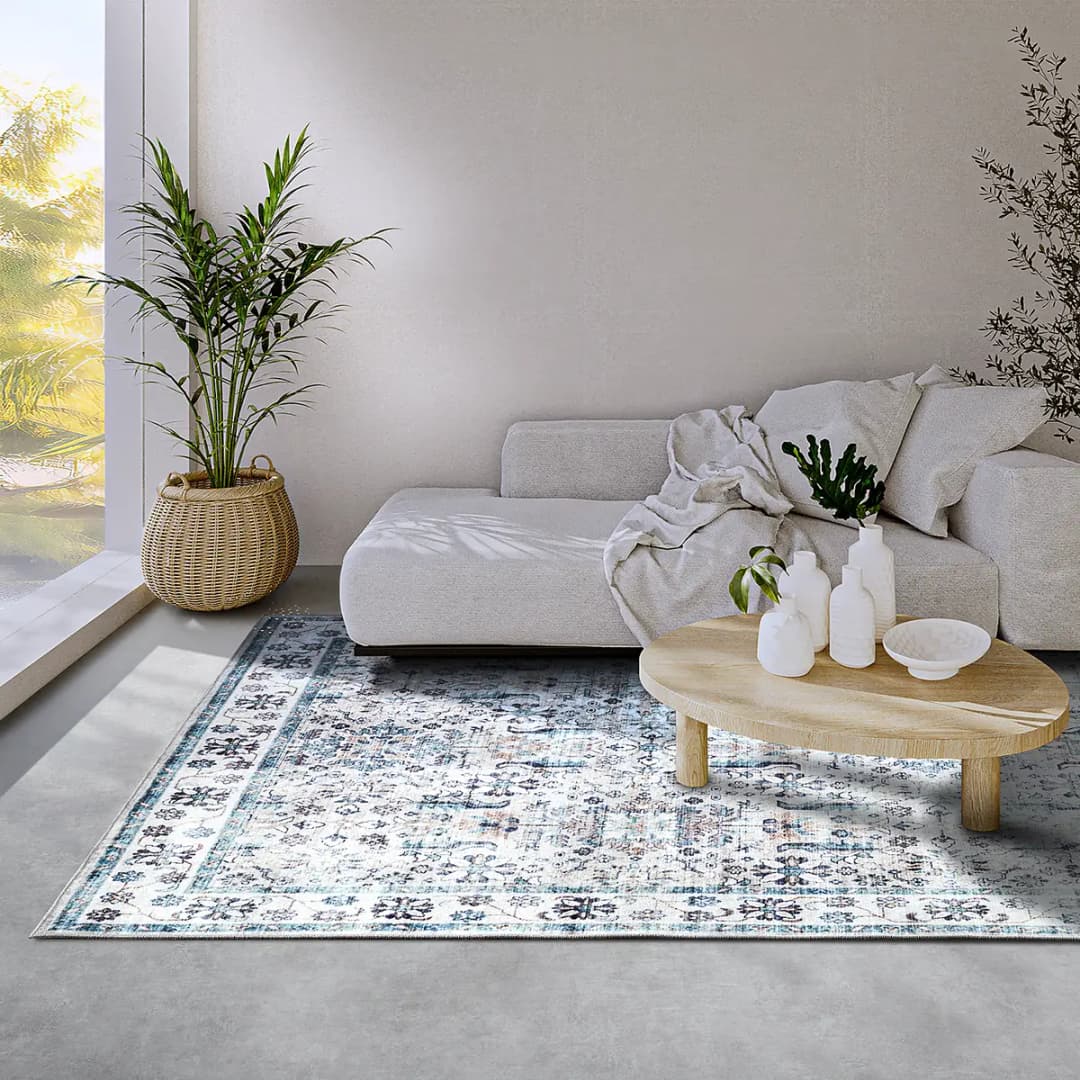 Kurzflorteppich Saveh | Blau