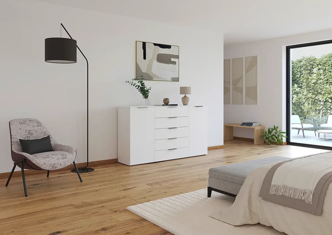 Sideboard Flipp 180cm Weiß/Alpinweiß/Silber | Weiß