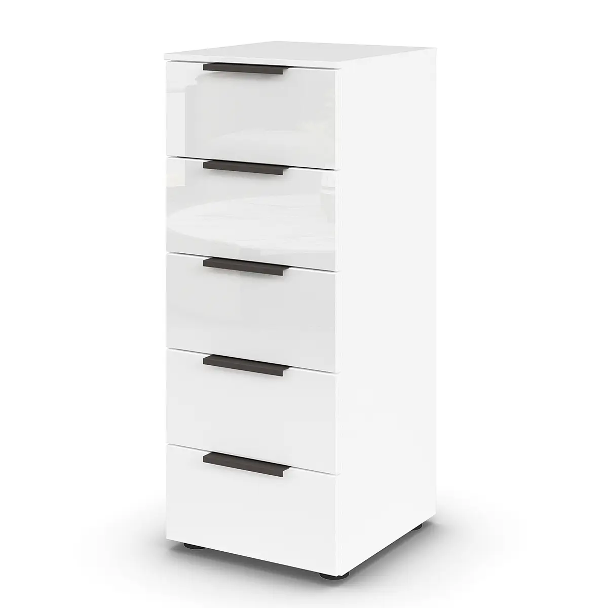 rauch Orange Kommode Flipp Glas 5 Schubladen Typ A 40cm Weiß/Weiß/Grau