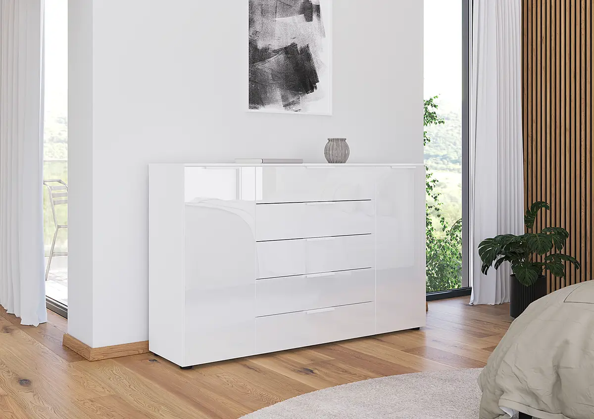 Sideboard Flipp Glas Typ A 160cm Weiß/Weiß | Weiß