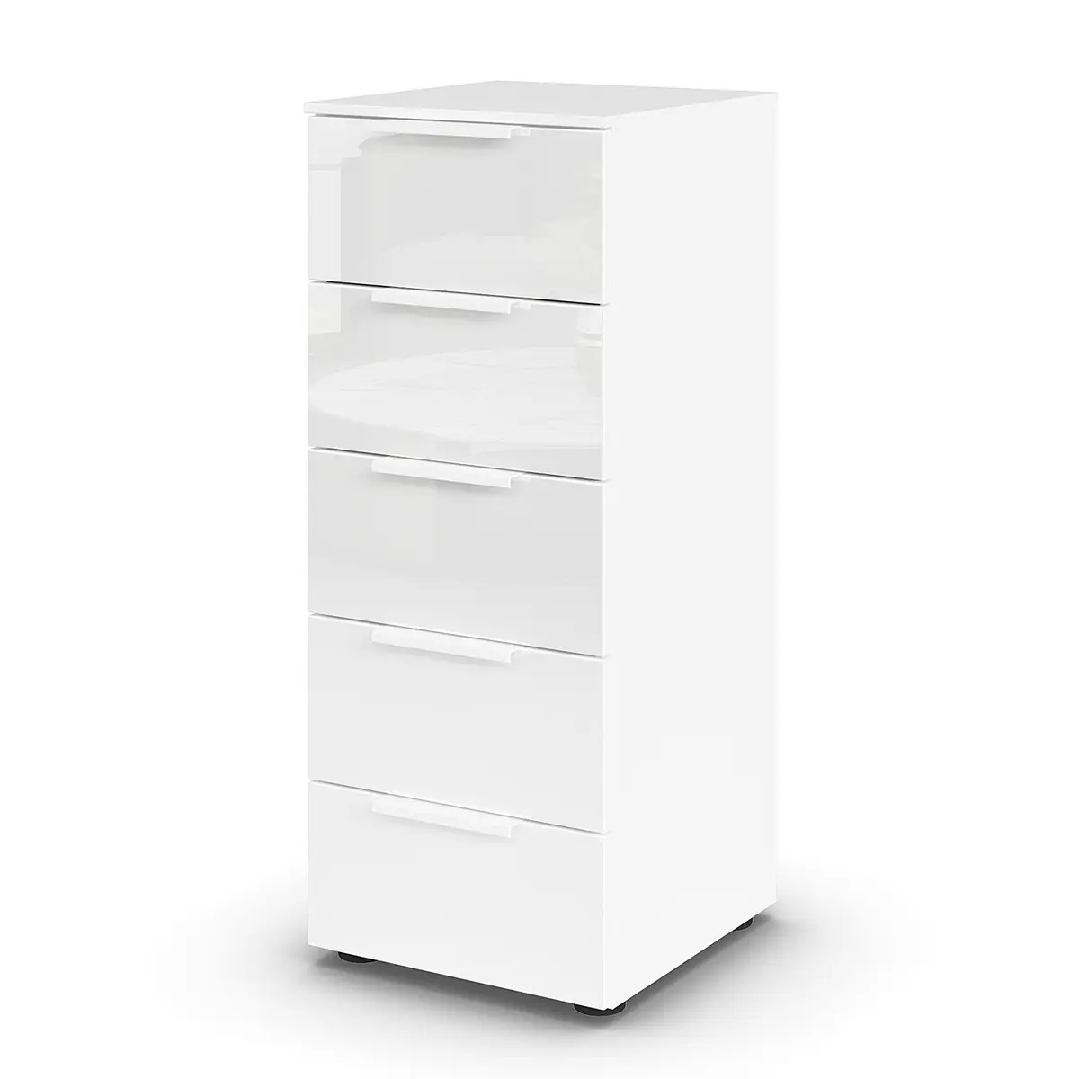 rauch Orange Kommode Flipp Glas 5 Schubladen Typ A 40cm Weiß/Weiß