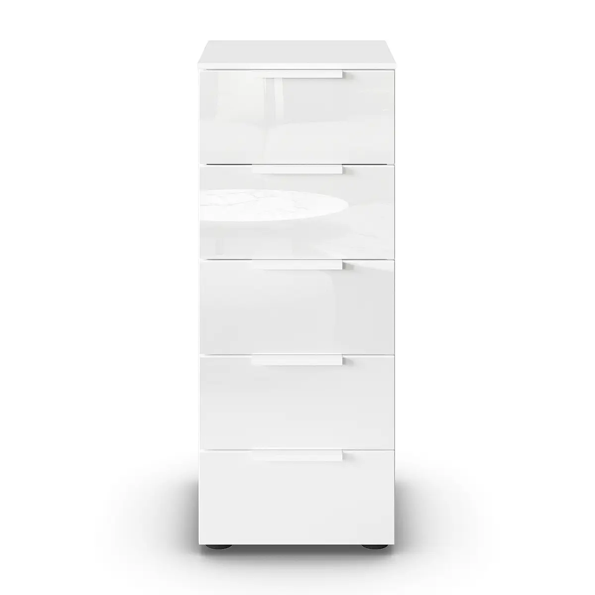 rauch Orange Kommode Flipp Glas 5 Schubladen Typ A 40cm Weiß/Weiß