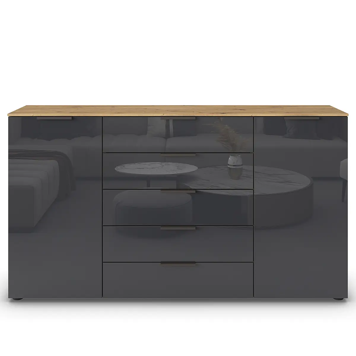 Sideboard Flipp Typ A 180cm Braun/Graphit/Eiche Artisan Dekor