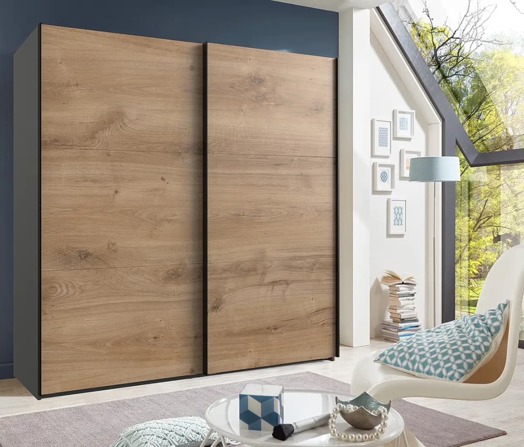 Schwebetürenschrank Level36 216 cm Typ B 200cm | Holztöne