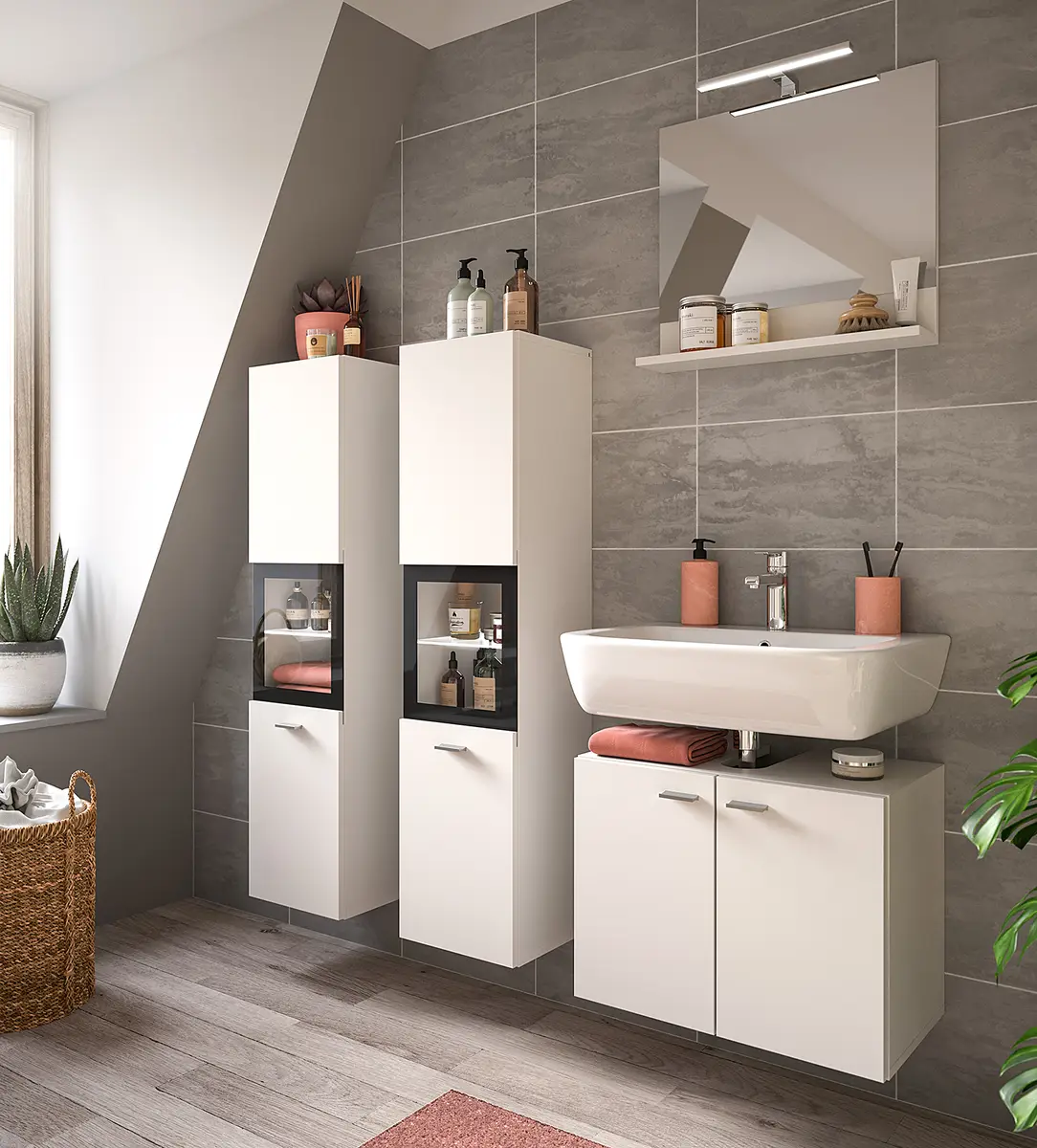 Badezimmerset 4-teilig Kombi C | Weiß